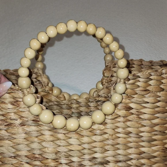 a new day Natural Brown Woven Tote with Beaded Handles - Picture 3 of 4